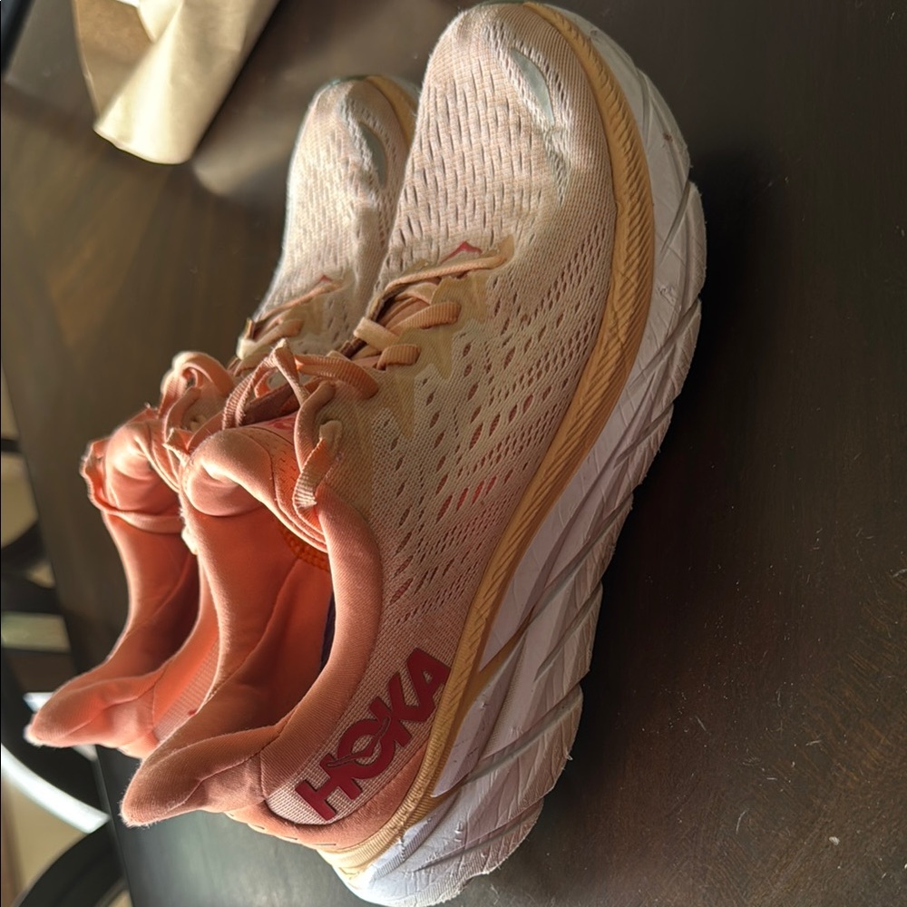 Hoka Orange and White Athletic Shoes with Breathable Mesh - Picture 4 of 6